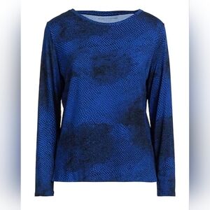 MAJESTIC FILATURES $264 Blue Black Viscose Top Sz 1/ S NWT